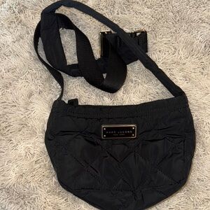 Marc Jacobs Nylon Black Quilted Crossbody Bag with Gold Accents